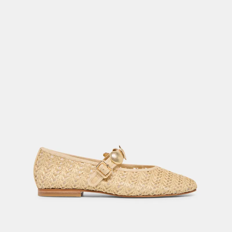 RELAN BALLET FLATS NATURAL CROSS HATCH RAFFIA sold by Dolce Vita