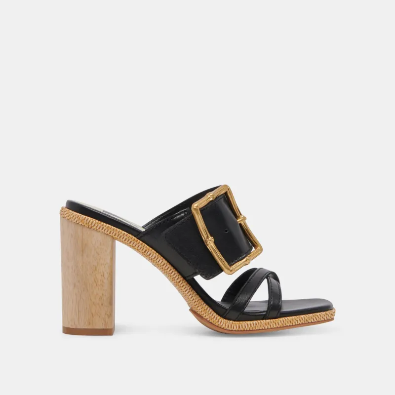 ONNIE WIDE HEELS BLACK LEATHER sold by Dolce Vita