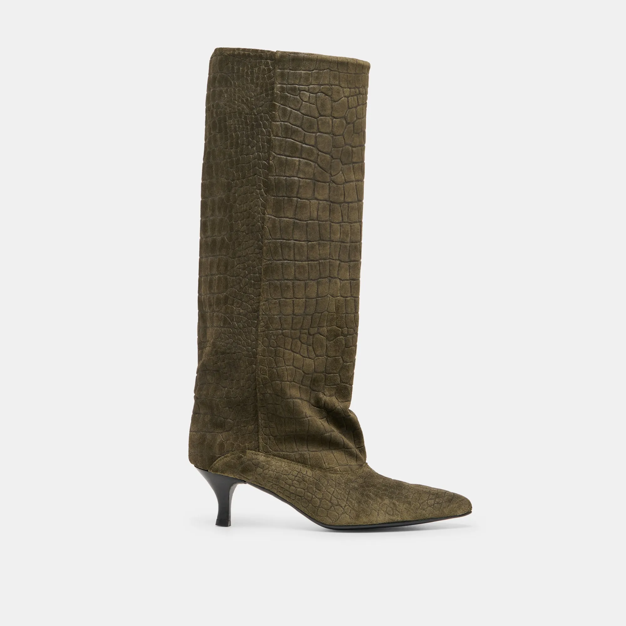 ROXLA BOOTS OLIVE CROCO EMBOSSED LEATHER sold by Dolce Vita