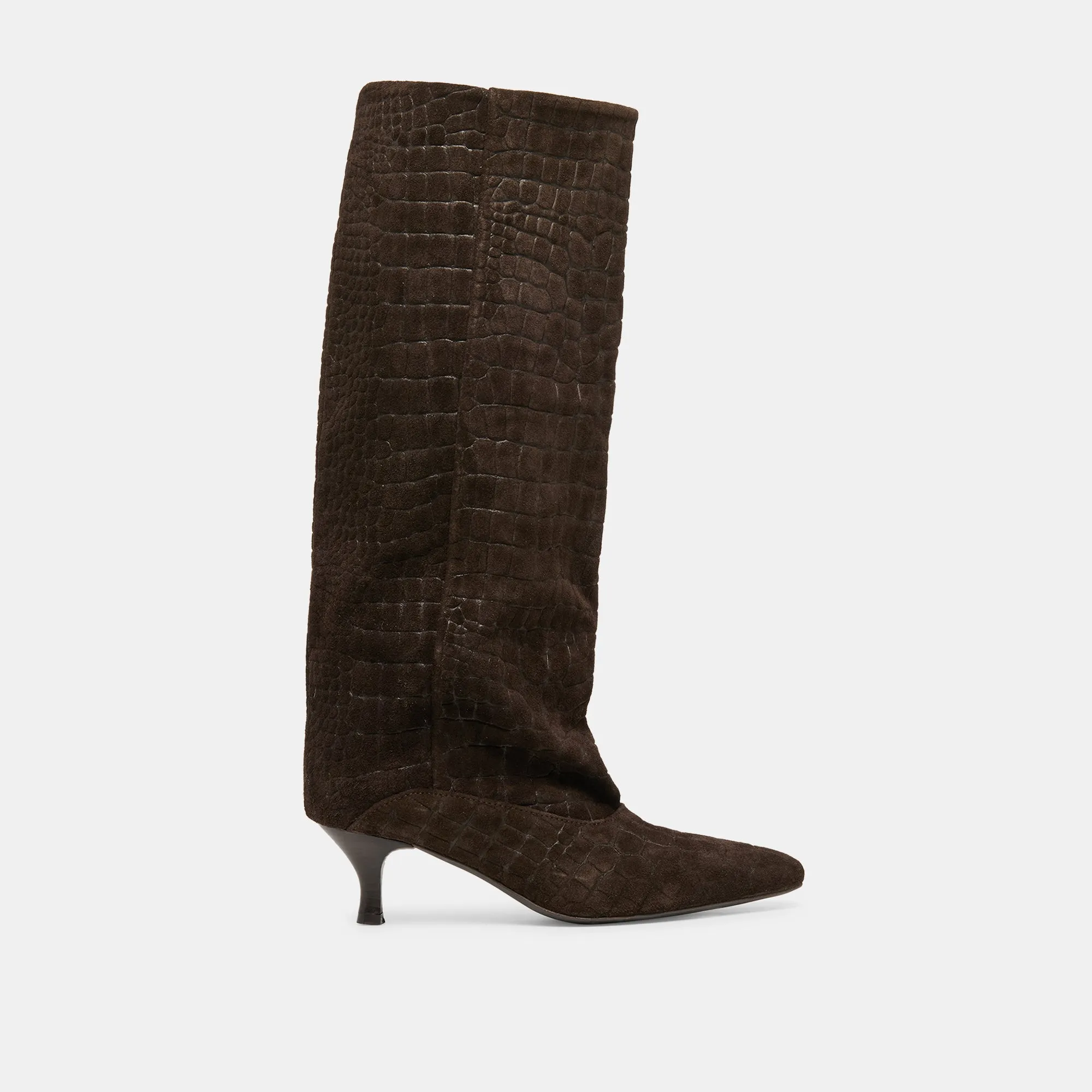 ROXLA BOOTS DK CHOCOLATE CROCO EMBOSSED LEATHER sold by Dolce Vita