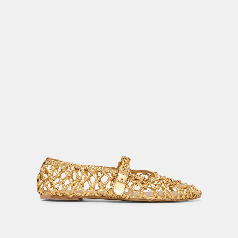 CLAIR BALLET FLATS GOLD WOVEN LEATHER sold by Dolce Vita