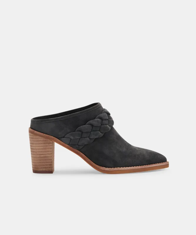 SERLA WIDE MULES ANTHRACITE SUEDE - re:vita sold by Dolce Vita