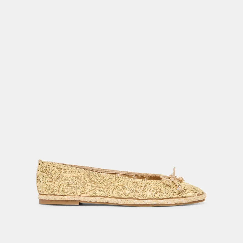 TIANNA BALLET FLATS LT NATURAL RAFFIA LACE sold by Dolce Vita