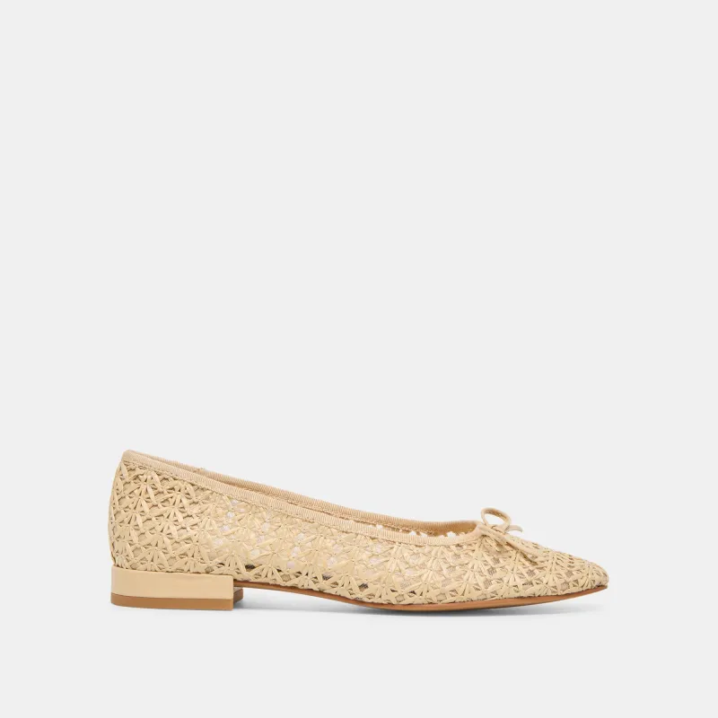 ULICIA BALLET FLATS LT NATURAL CROSS HATCH RAFFIA sold by Dolce Vita