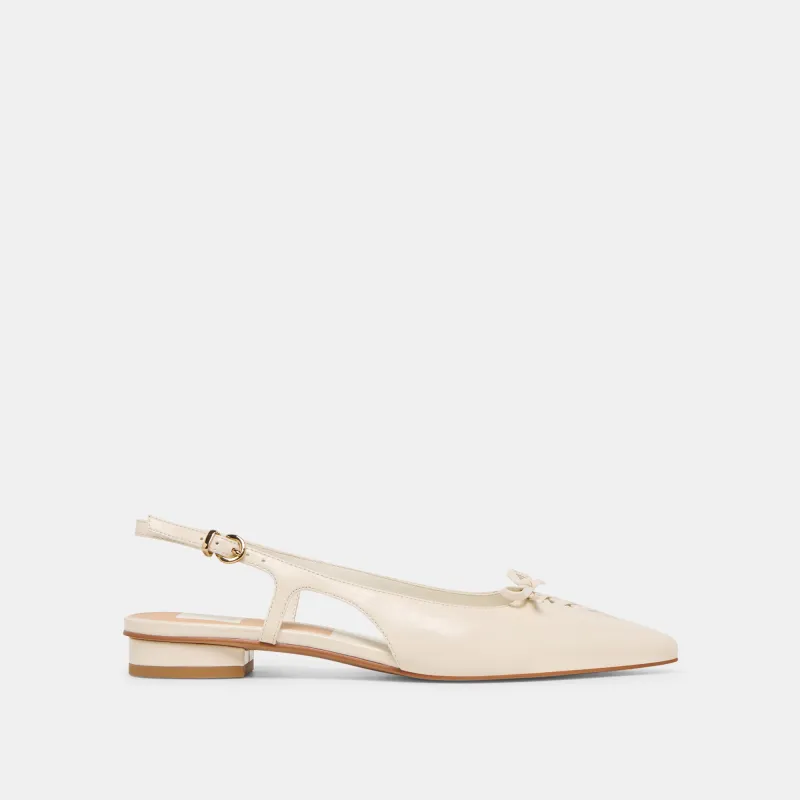 OWANA FLATS OFF WHITE LEATHER sold by Dolce Vita
