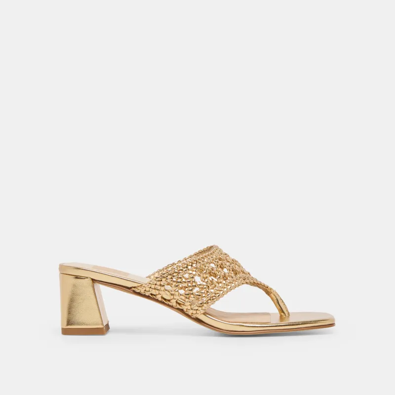 BARLO HEELS GOLD WOVEN STELLA sold by Dolce Vita