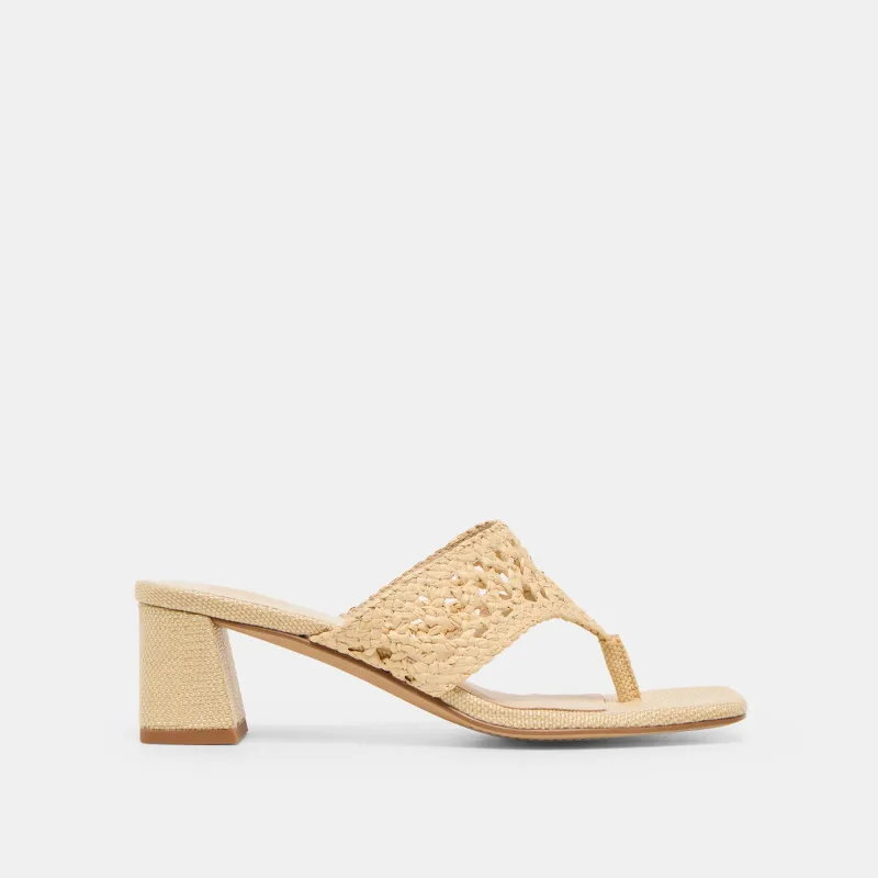 BARLO HEELS LT NATURAL WOVEN RAFFIA sold by Dolce Vita