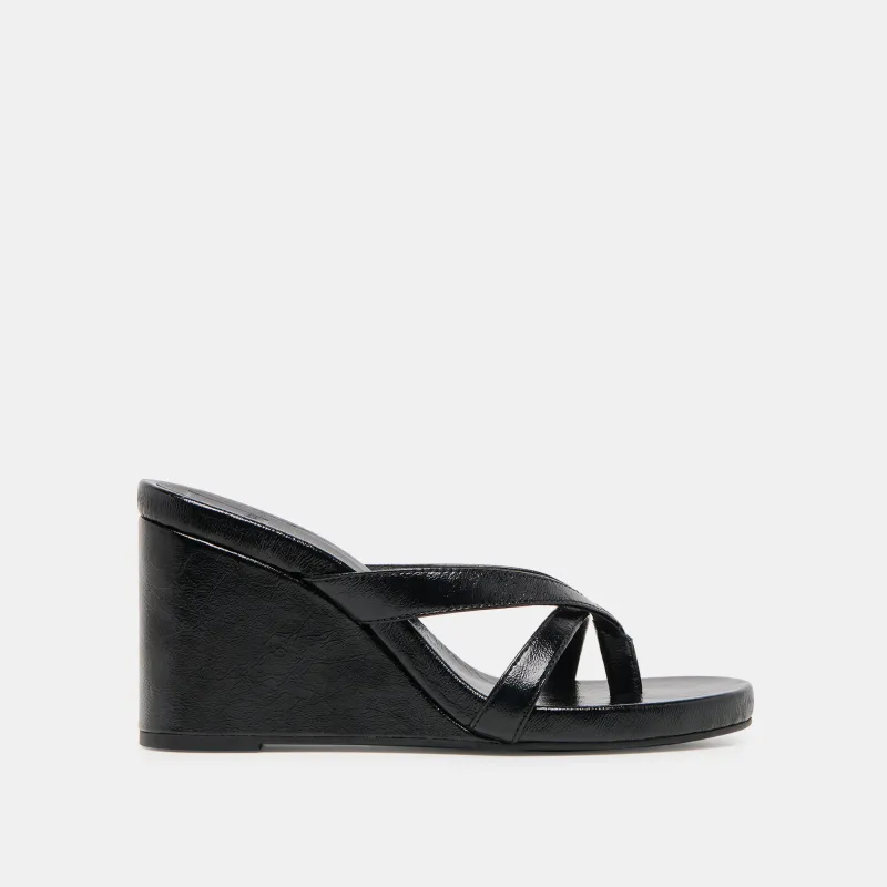 HELAN WEDGES BLACK LEATHER sold by Dolce Vita