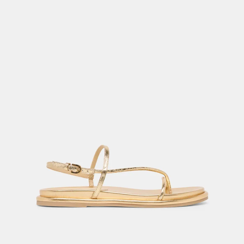 DOM SANDALS GOLD DISTRESSED LEATHER sold by Dolce Vita