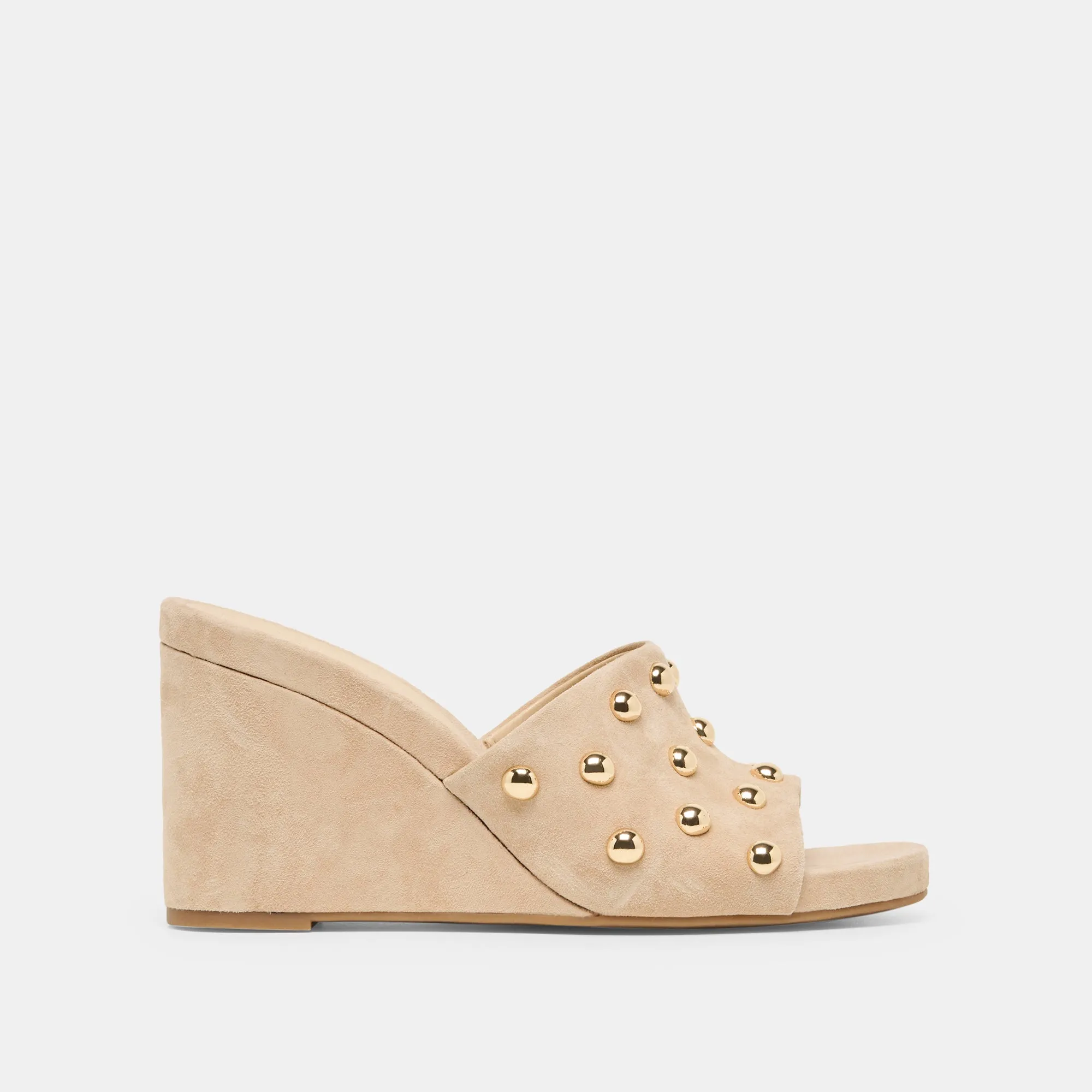 HOLTA STUD WEDGES CAMEL SUEDE sold by Dolce Vita