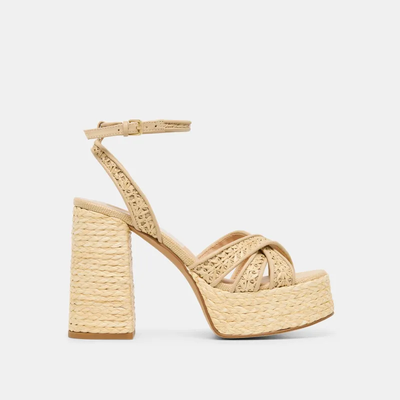 DANILA HEELS LT NATURAL CROSS HATCH RAFFIA sold by Dolce Vita