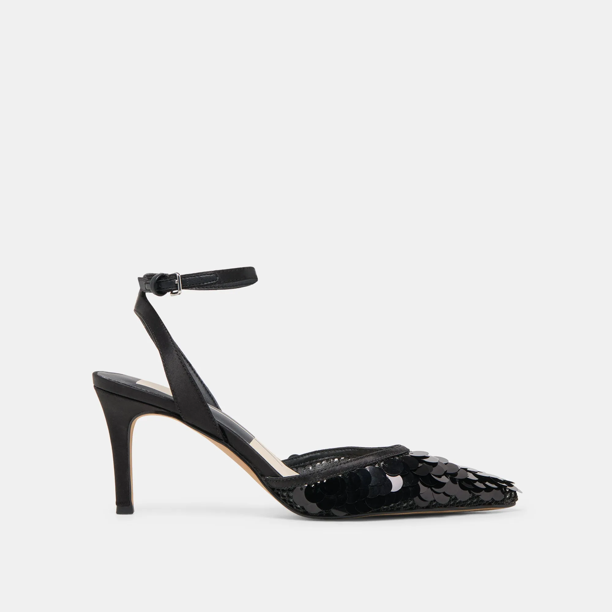 ELIZZA CONFETTI HEELS ONYX WOVEN MESH sold by Dolce Vita