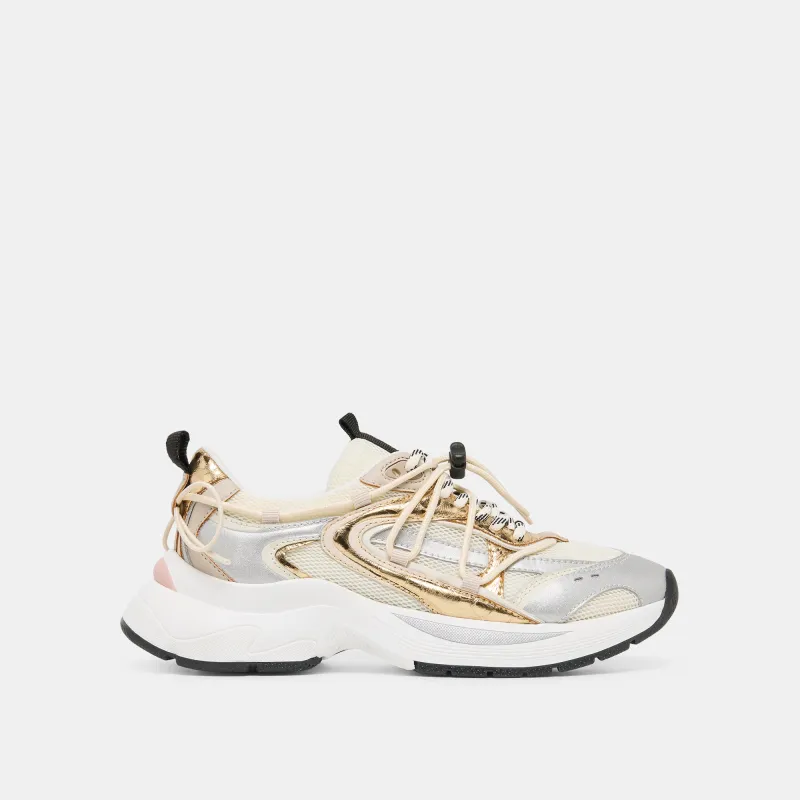 SELMAR SNEAKERS SILVER GOLD LEATHER made by Dolce Vita