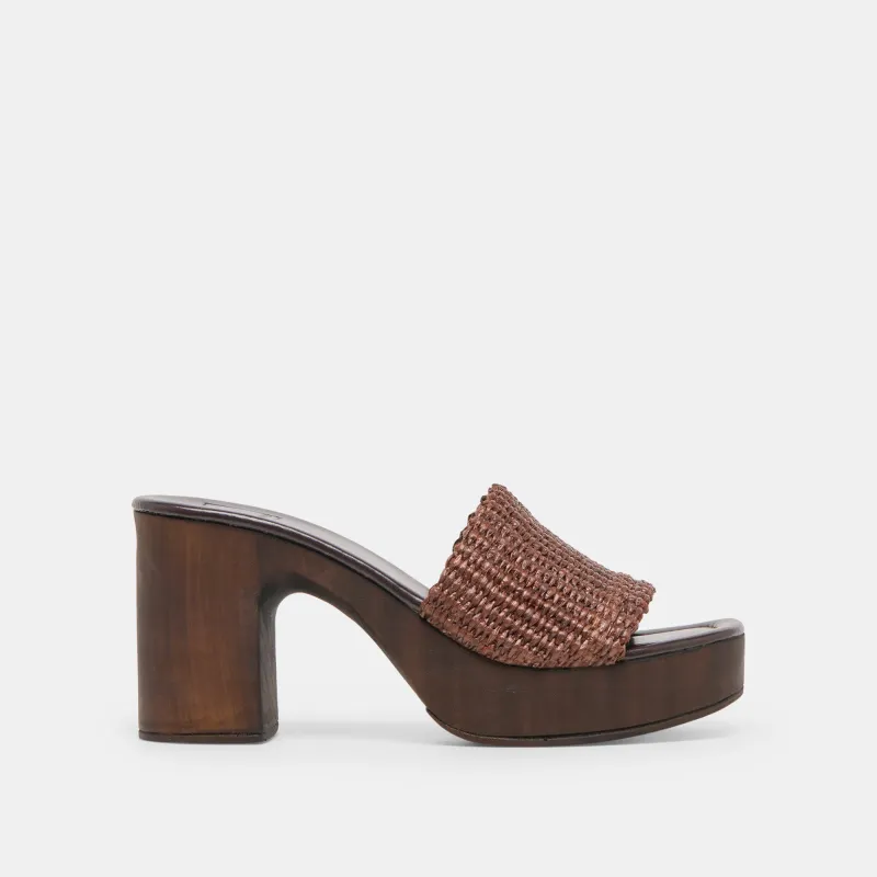 CELEST HEELS CHOCOLATE RAFFIA sold by Dolce Vita