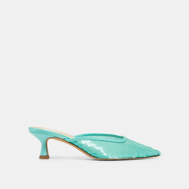 CLEO SEQUIN HEELS AQUA SEQUIN sold by Dolce Vita