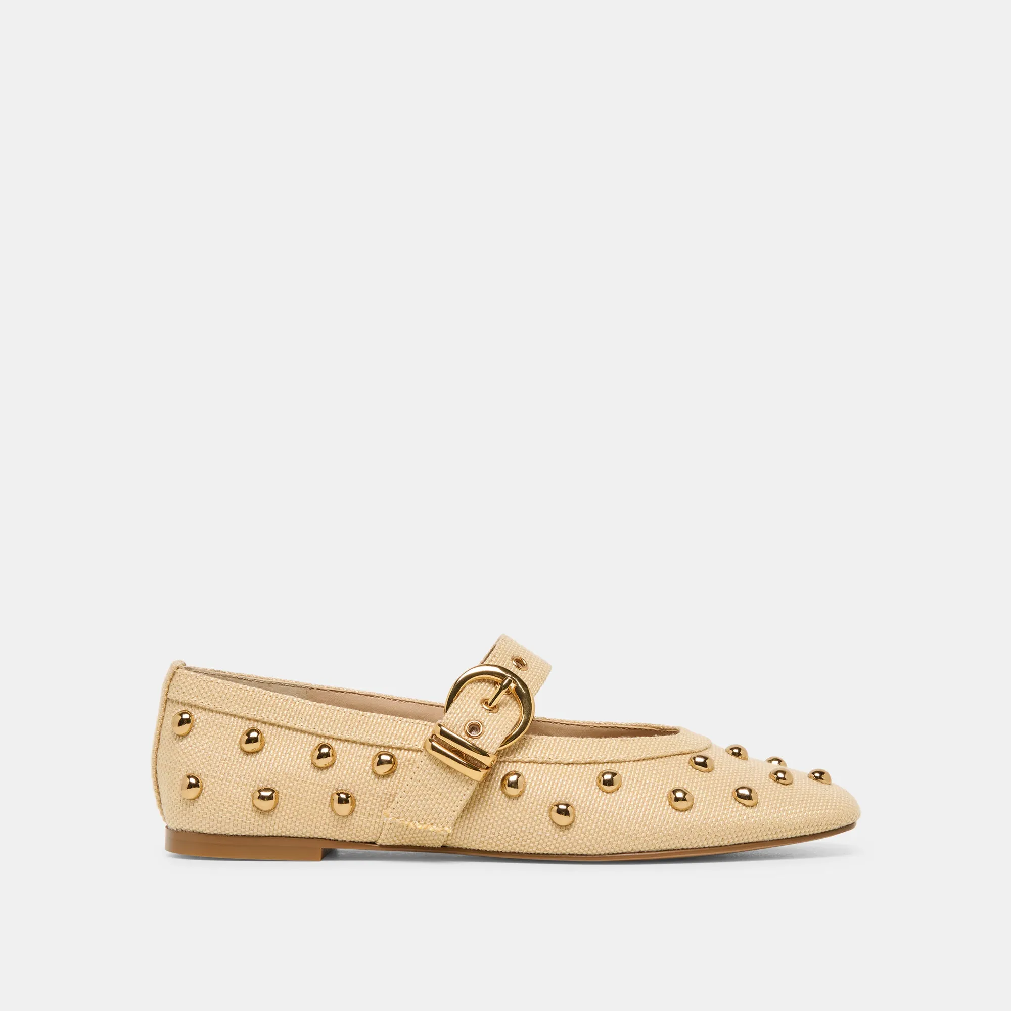 MIKEL STUD BALLET FLATS LT NATURAL RAFFIA sold by Dolce Vita