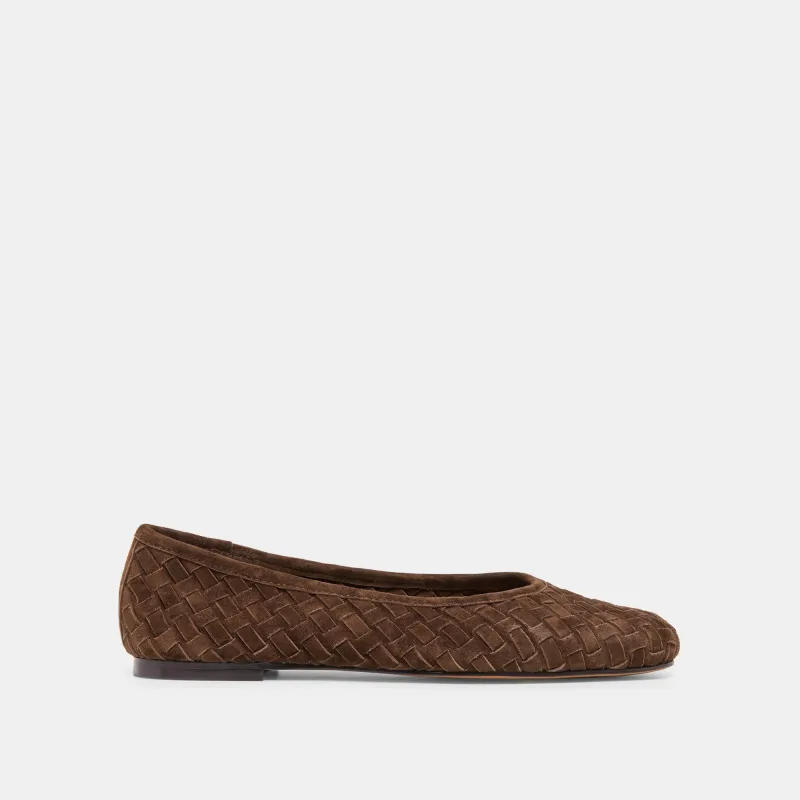 KOY BALLET FLATS DK BROWN SUEDE sold by Dolce Vita