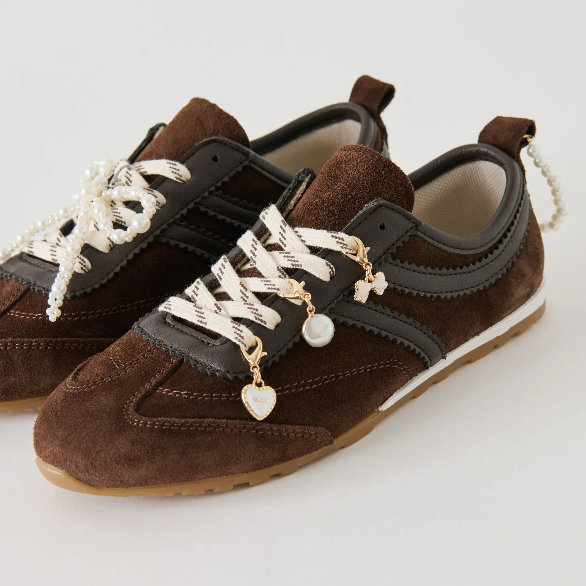 VIPER SNEAKERS DK BROWN SUEDE + PEARL CHARM BUNDLE sold by Dolce Vita product image thumbnail 4