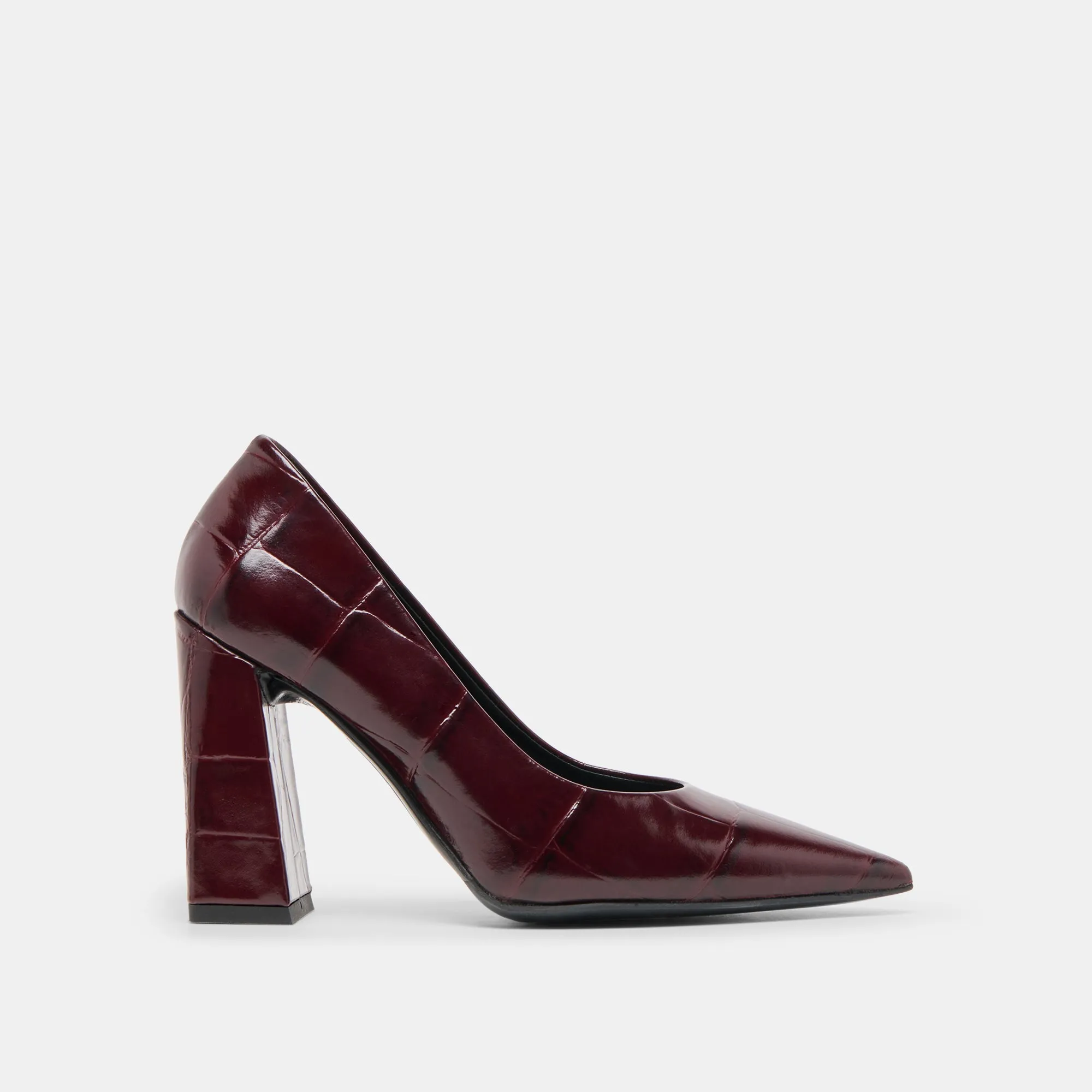 MISTY HEELS BURGUNDY CROCO EMBOSSED LEATHER sold by Dolce Vita