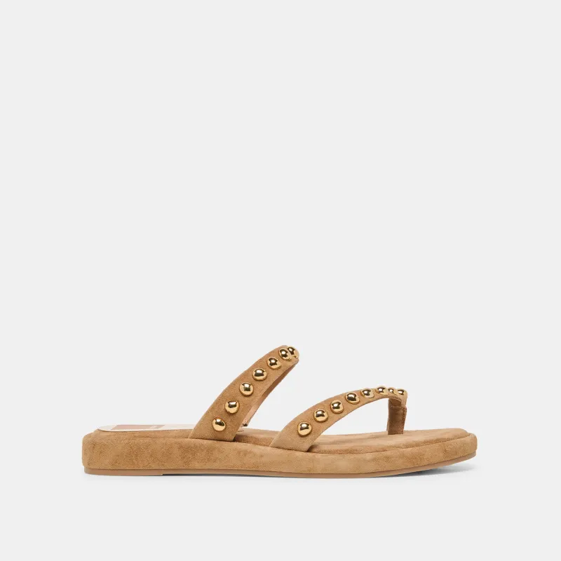 AMARY STUD SANDALS LT BROWN SUEDE sold by Dolce Vita