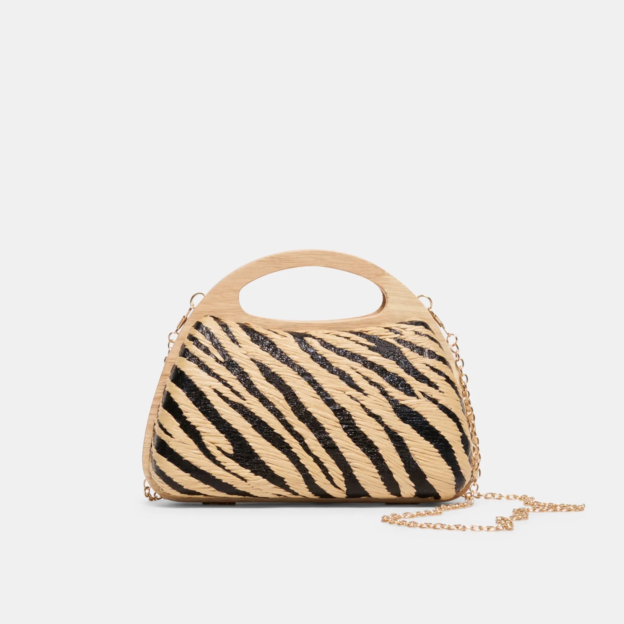 MAELIE HANDBAG BLACK NATURAL ZEBRA RAFFIA sold by Dolce Vita