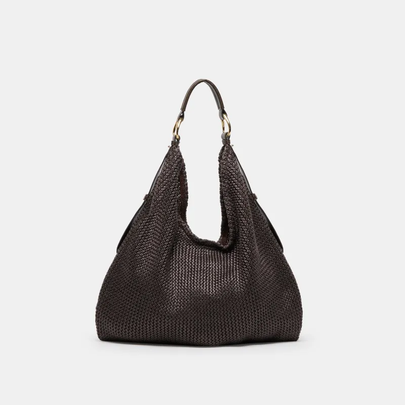 MIRIEL TOTE CHOCOLATE RAFFIA sold by Dolce Vita