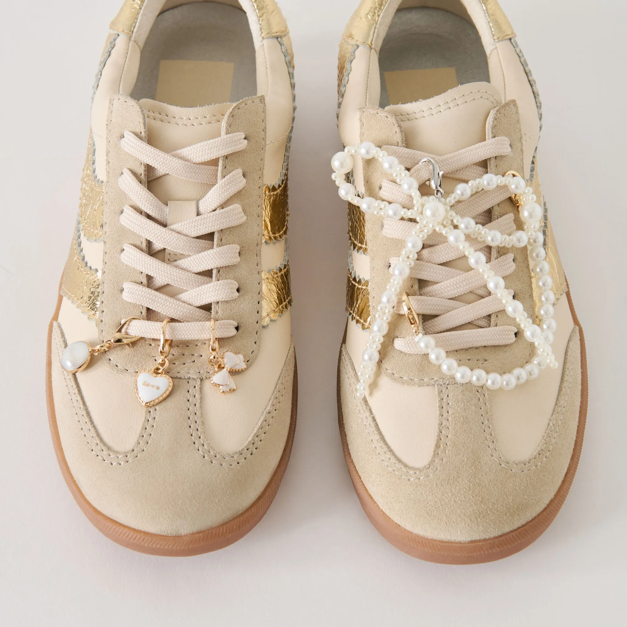 MERIT SNEAKERS WHITE GOLD LEATHER + PEARL CHARM BUNDLE sold by Dolce Vita product image thumbnail 3