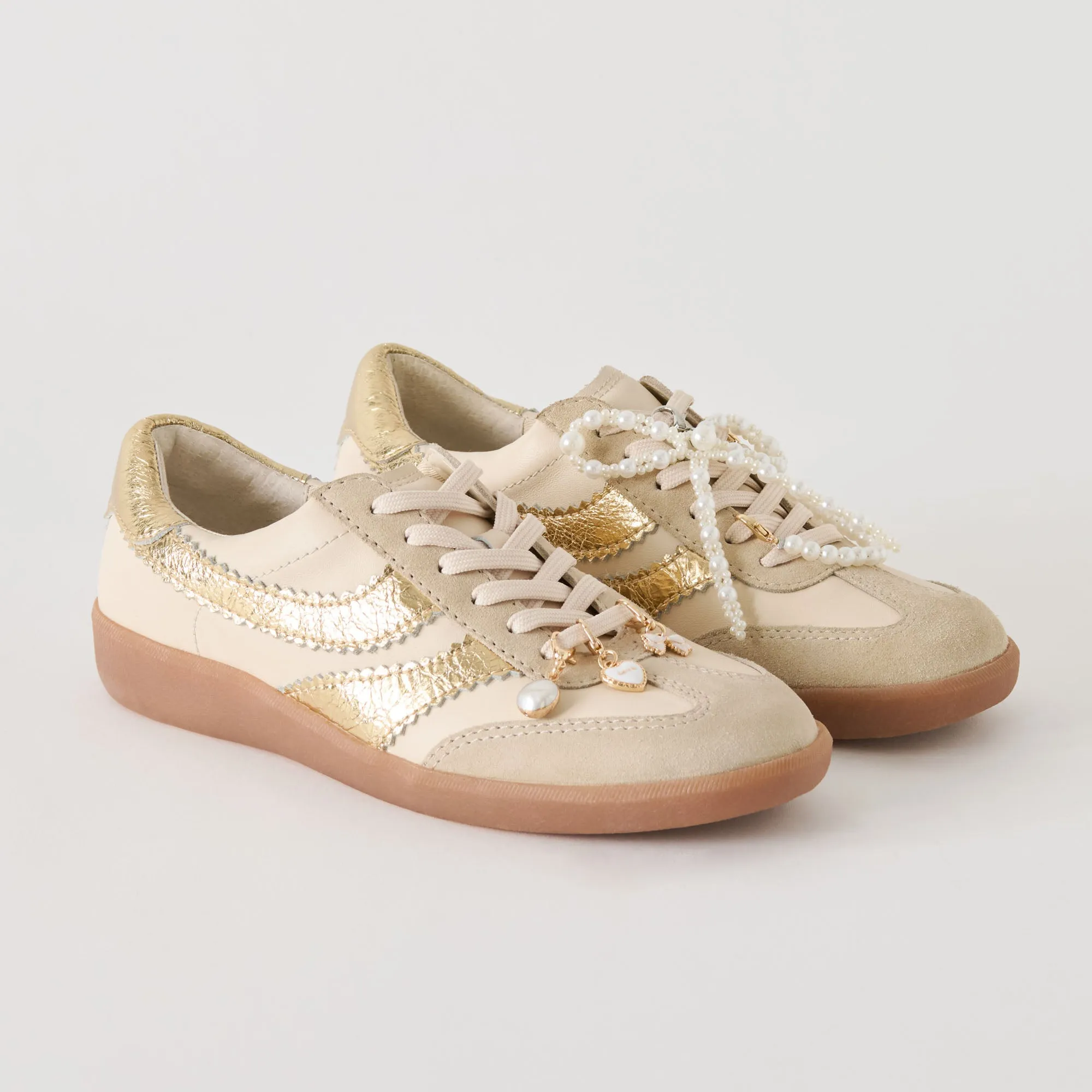 MERIT SNEAKERS WHITE GOLD LEATHER + PEARL CHARM BUNDLE sold by Dolce Vita product image thumbnail 5