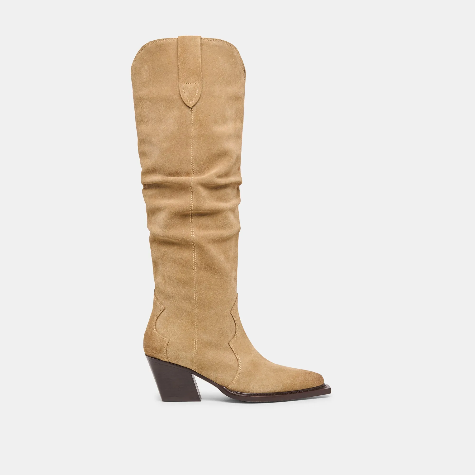 BUCKLY BOOTS CAMEL SUEDE sold by Dolce Vita
