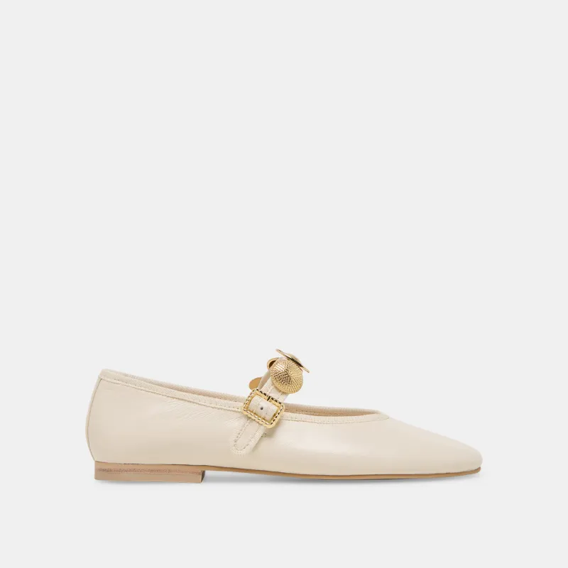 RELAN WIDE BALLET FLATS OFF WHITE LEATHER sold by Dolce Vita