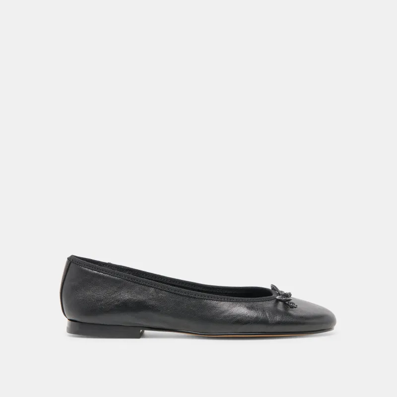 RITLA WIDE BALLET FLATS BLACK LEATHER sold by Dolce Vita
