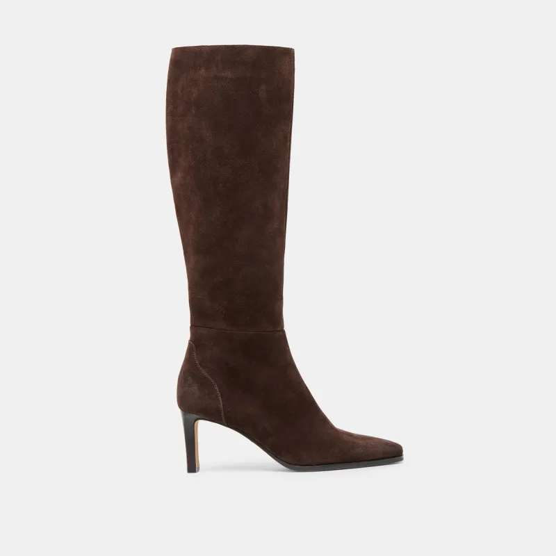 EMMI NARROW CALF BOOTS DK BROWN SUEDE sold by Dolce Vita