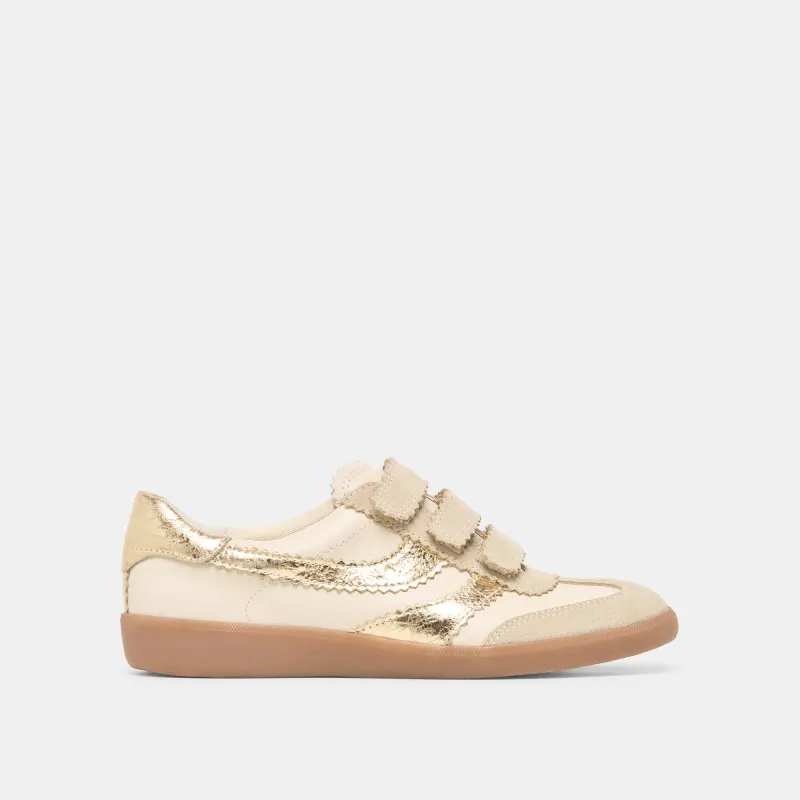 MERIT VELCRO SNEAKERS WHITE GOLD LEATHER sold by Dolce Vita
