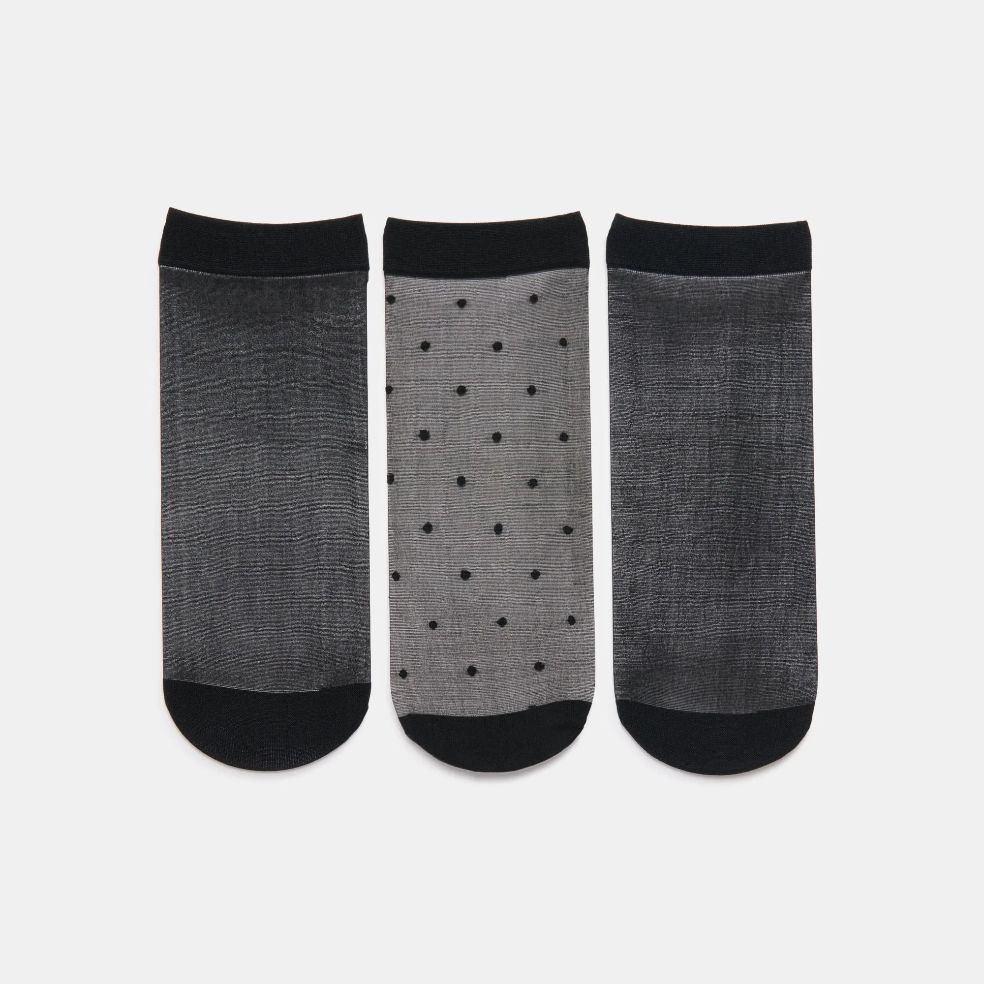 3 PACK DITSY DOT SHEER ANKLET SOCKS BLACK sold by Dolce Vita