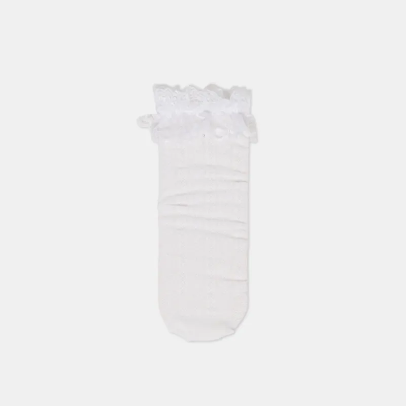 LACE RUFFLE CREW SOCKS WHITE sold by Dolce Vita