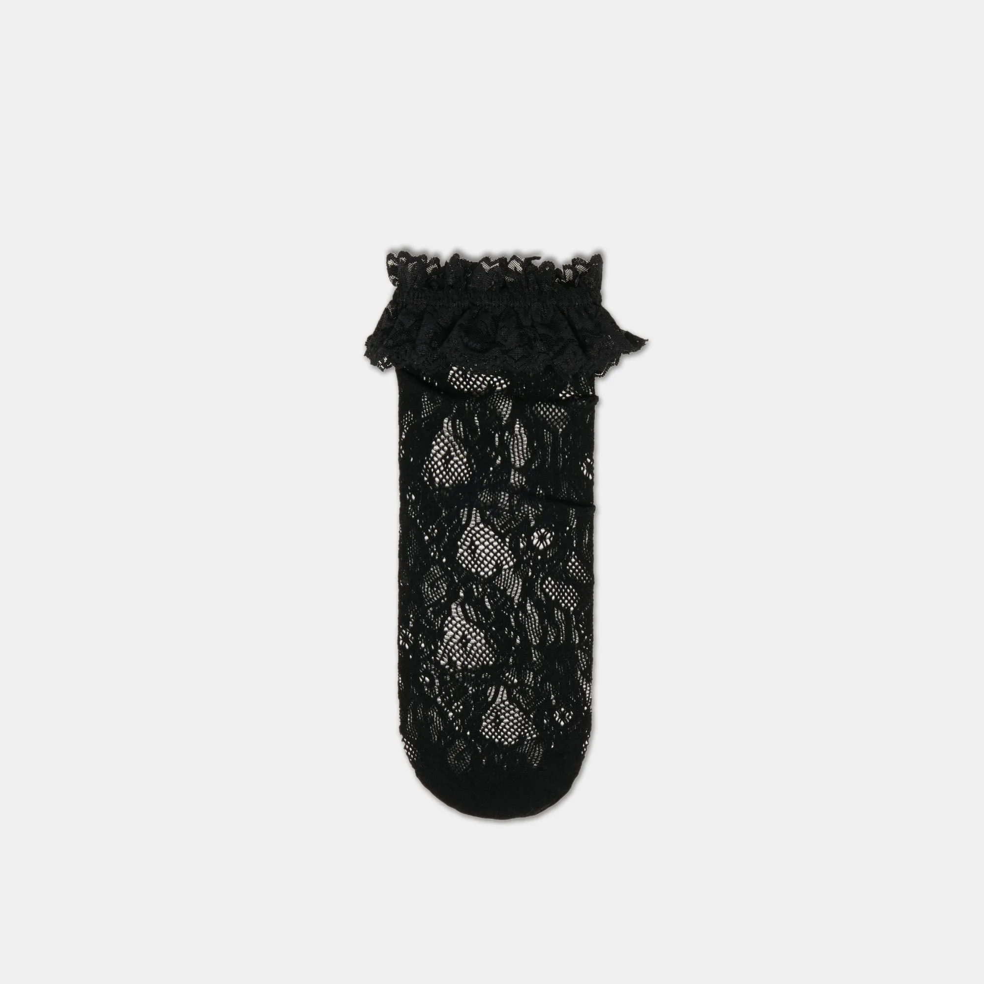 LACE RUFFLE CREW SOCKS BLACK sold by Dolce Vita