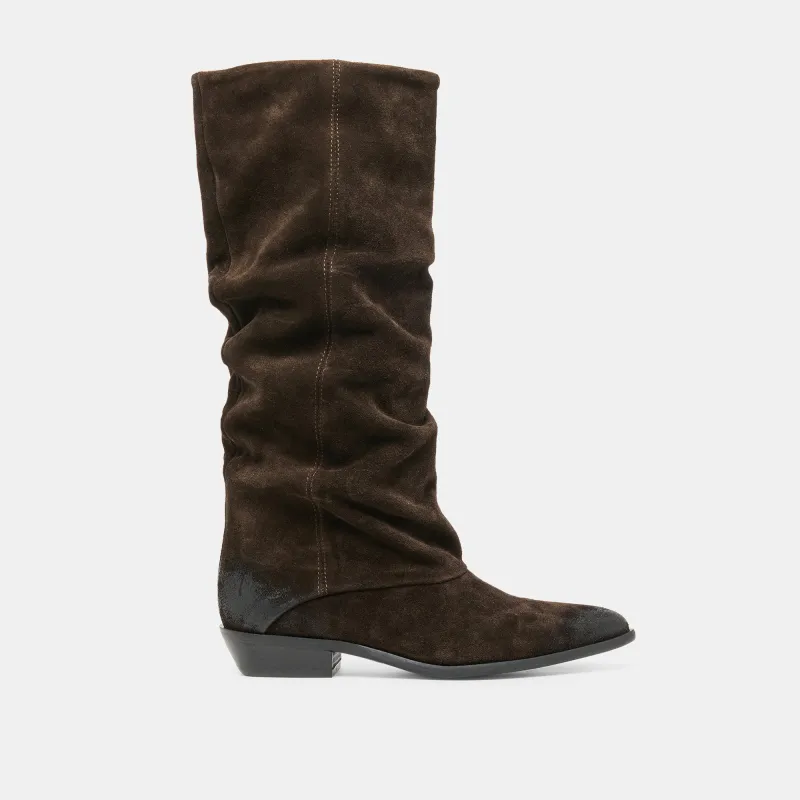 MARLA BOOTS DK BROWN SUEDE sold by Dolce Vita