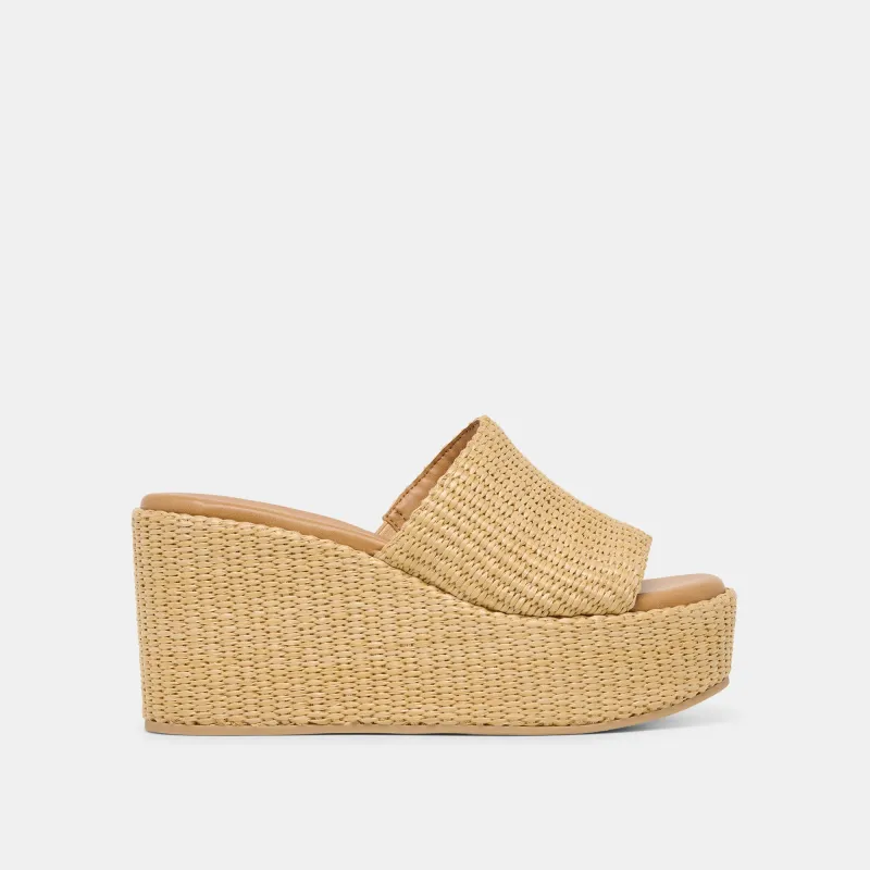JOCLYN WIDE WEDGES LT NATURAL RAFFIA sold by Dolce Vita