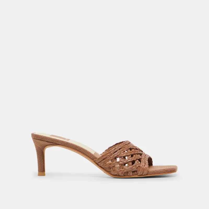 BOWEN HEELS COGNAC RAFFIA made by Dolce Vita