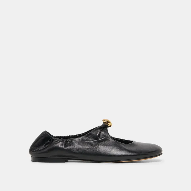 CORNEL FLATS BLACK LEATHER made by Dolce Vita