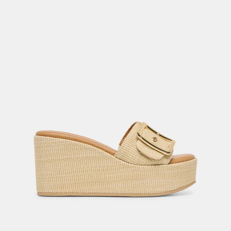 JILIAN WIDE WEDGES LT NATURAL RAFFIA sold by Dolce Vita