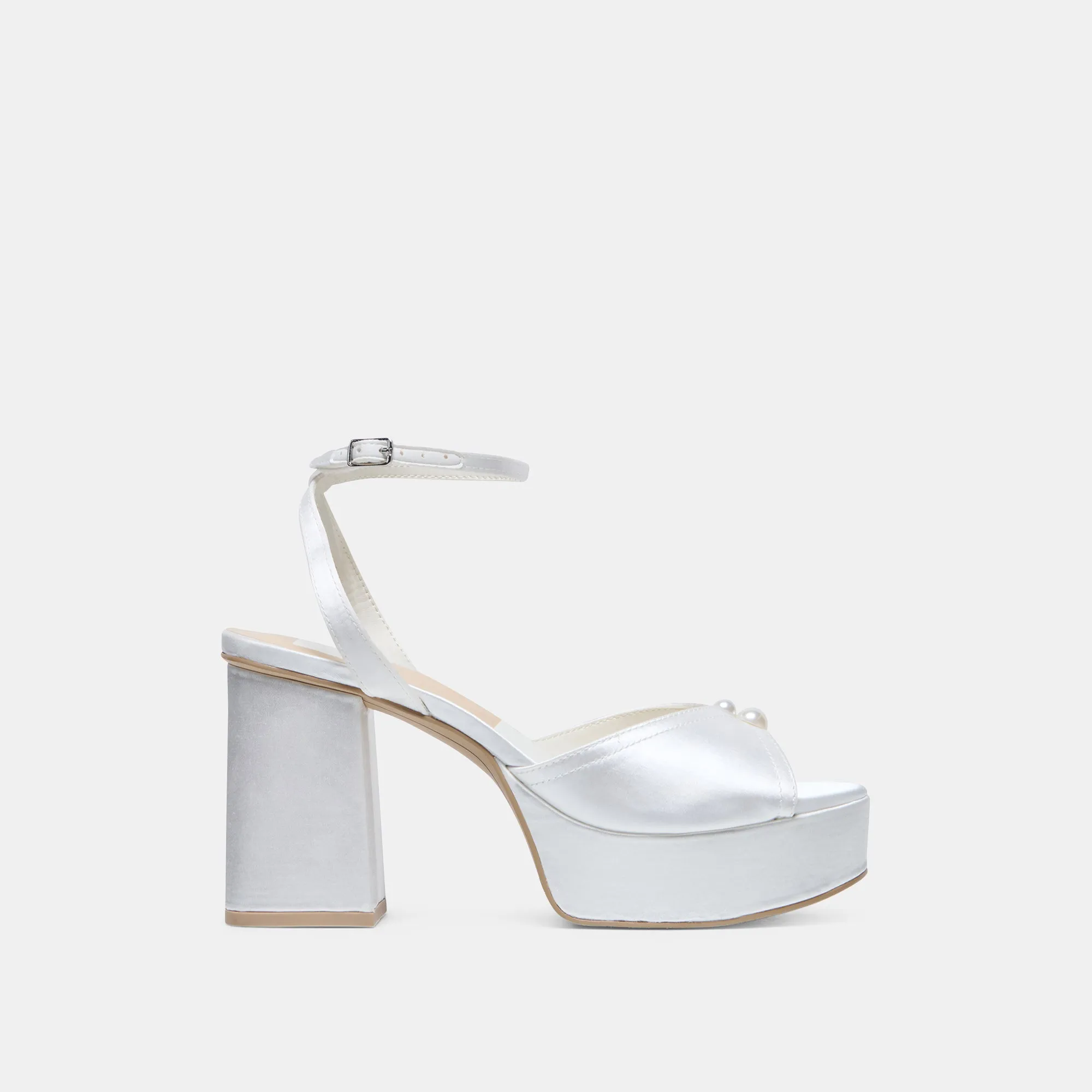 BRYLA HEELS WHITE SATIN sold by Dolce Vita