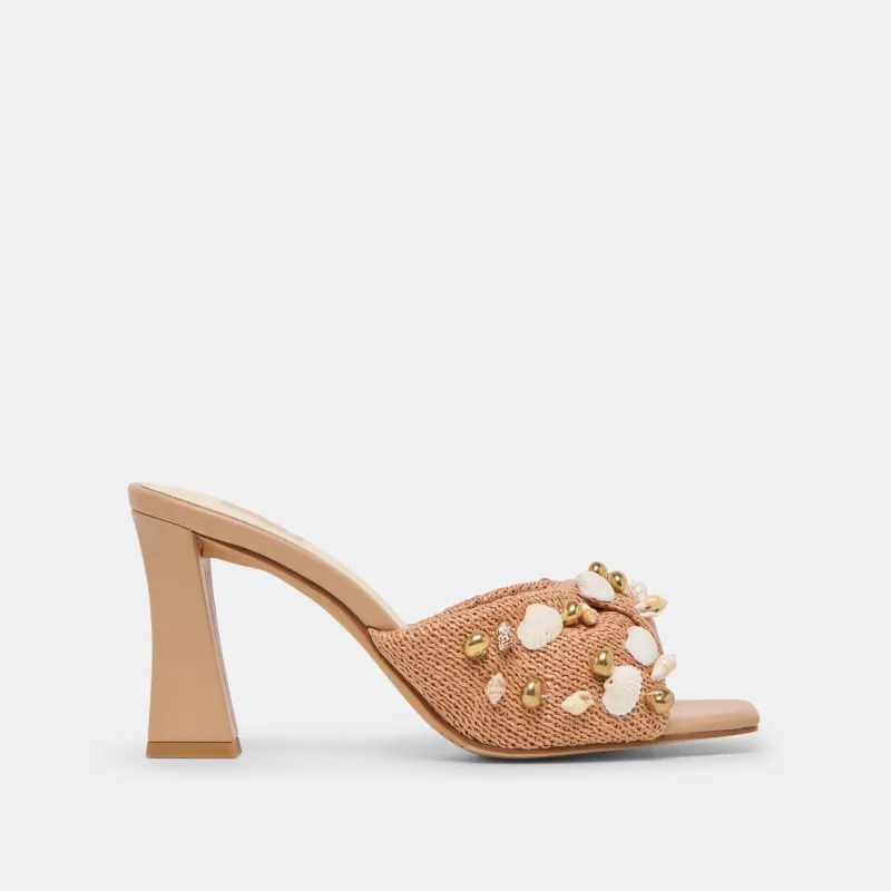 TYLAH HEELS TOFFEE BEADED RAFFIA made by Dolce Vita