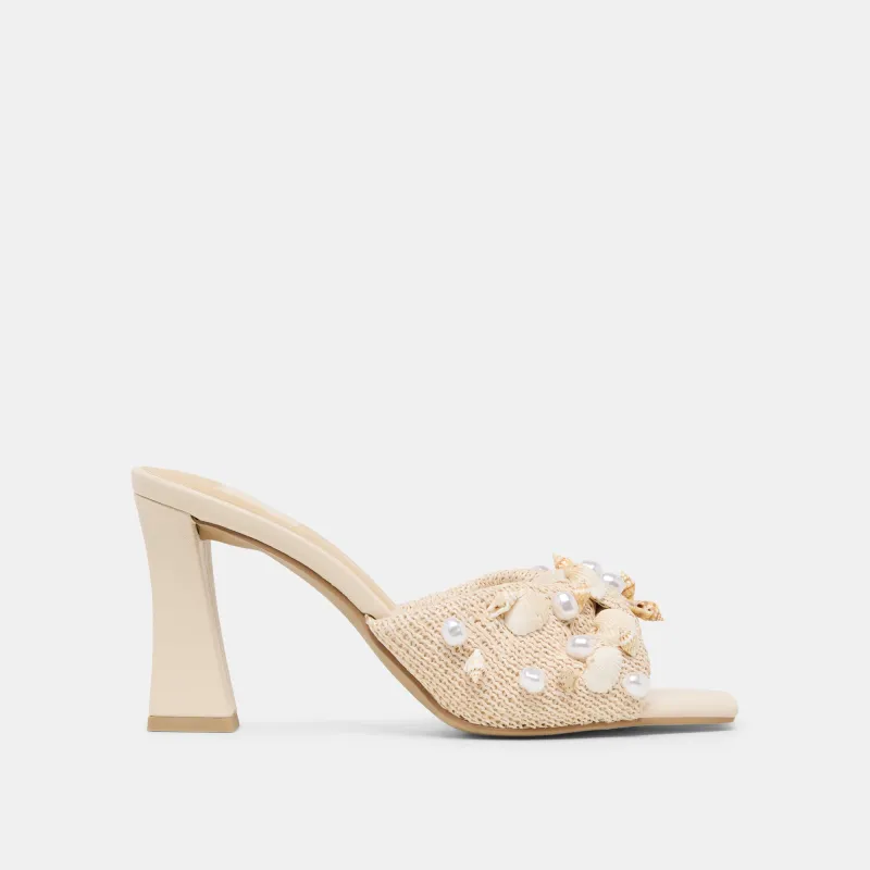TYLAH HEELS OATMEAL BEADED RAFFIA made by Dolce Vita