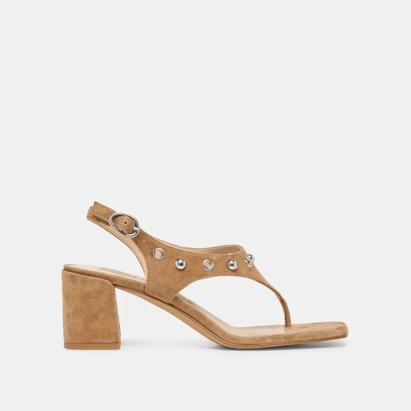 YVES STUD HEELS LT BROWN SUEDE made by Dolce Vita