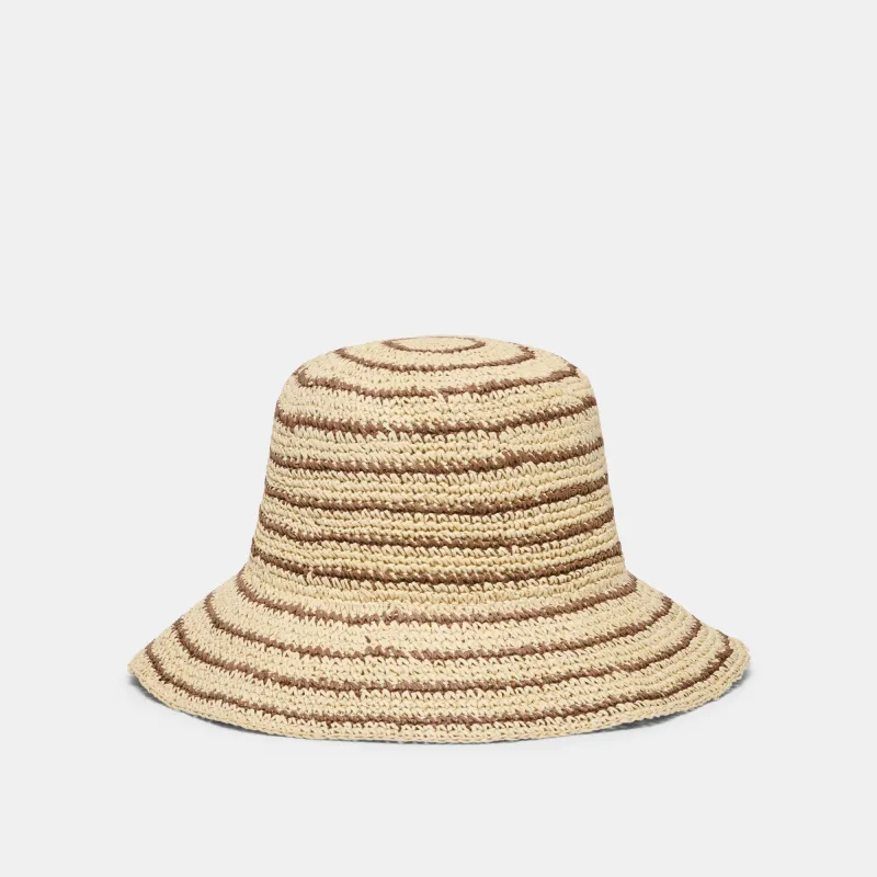 STRIPED STRAW CLOCHE BROWN NATURAL sold by Dolce Vita