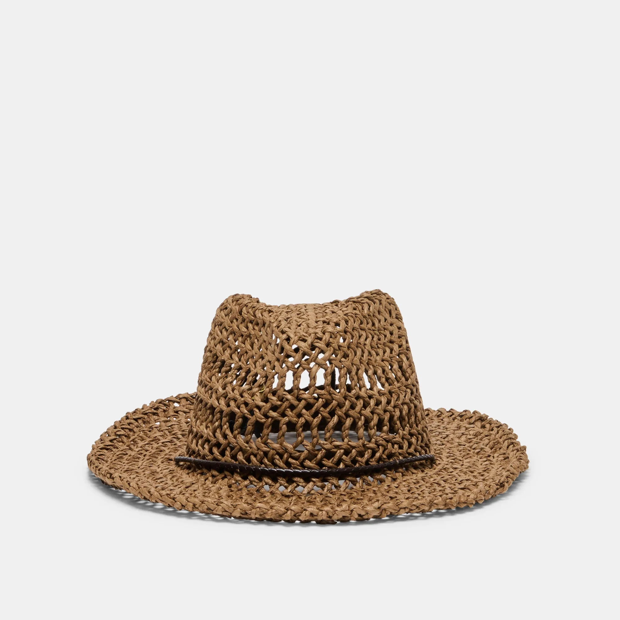 THICK WEAVE COWBOY HAT DARK BROWN sold by Dolce Vita