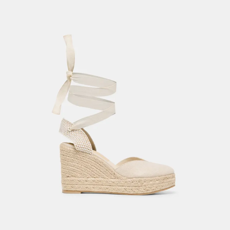 NOURA WEDGES ECRU LINEN sold by Dolce Vita