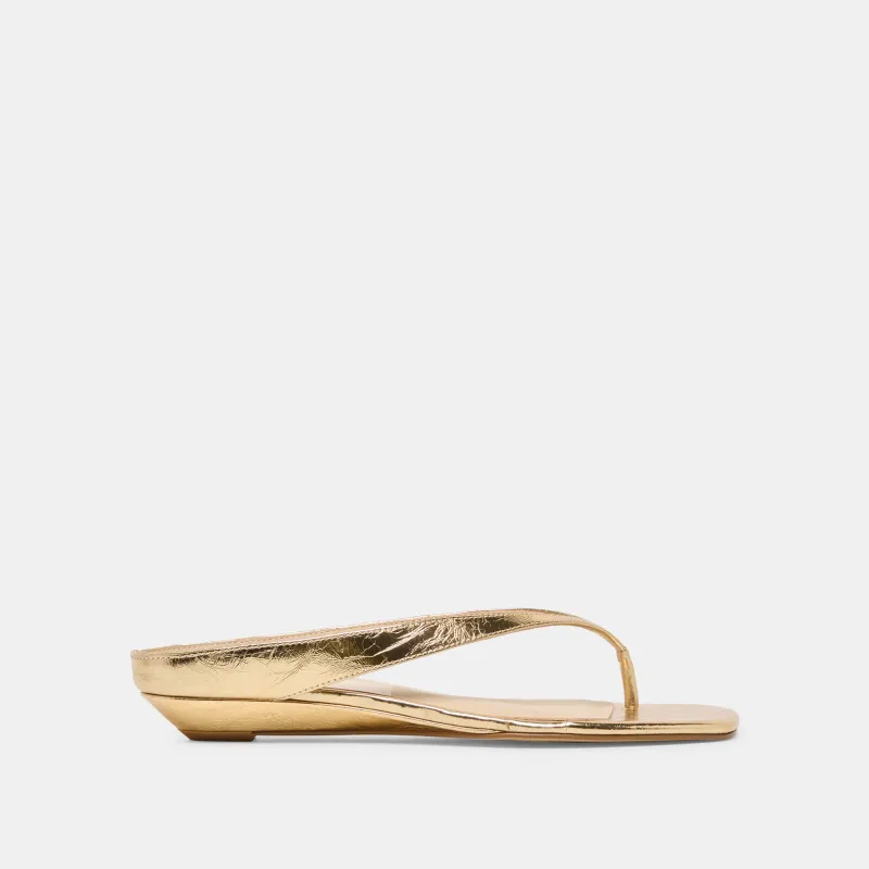 GIZEL SANDALS GOLD CRINKLE PATENT sold by Dolce Vita