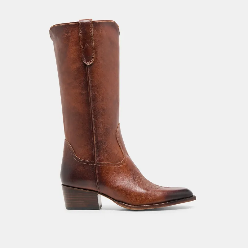 VIGLA BOOTS CHESTNUT LEATHER sold by Dolce Vita